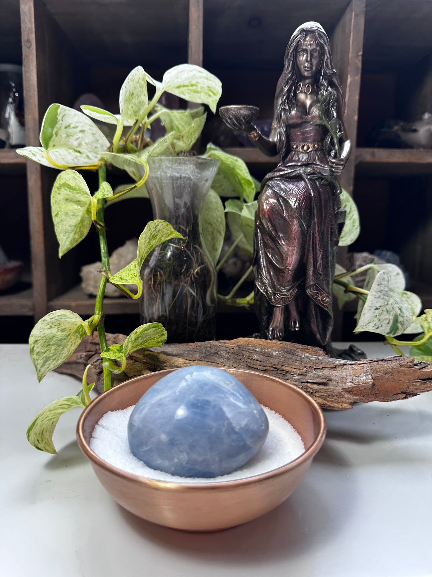 Blue Calcite Palm Stone